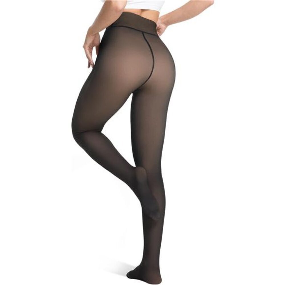 Fleece Lined Tights Women Thermal Pantyhose Black